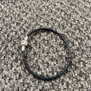 Women’s black leather Pandora bracelet